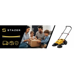 Zamiatarka ręczna STAZER do kostki brukowej, liści, podjazdu 68 cm, pojemnik 24 l