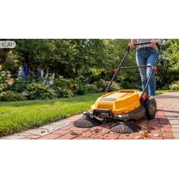 Zamiatarka ręczna STAZER do kostki brukowej, liści, podjazdu 68 cm, pojemnik 24 l