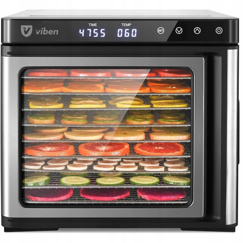 Suszarka do owoców, grzybów i ziół Viben DeHydroX Pro 1000 W, 9 tac