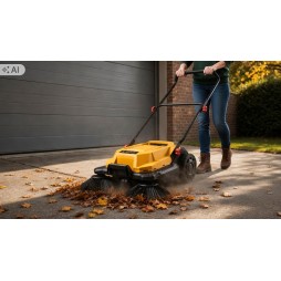 Zamiatarka ręczna STAZER do kostki brukowej, liści, podjazdu 68 cm, pojemnik 24 l