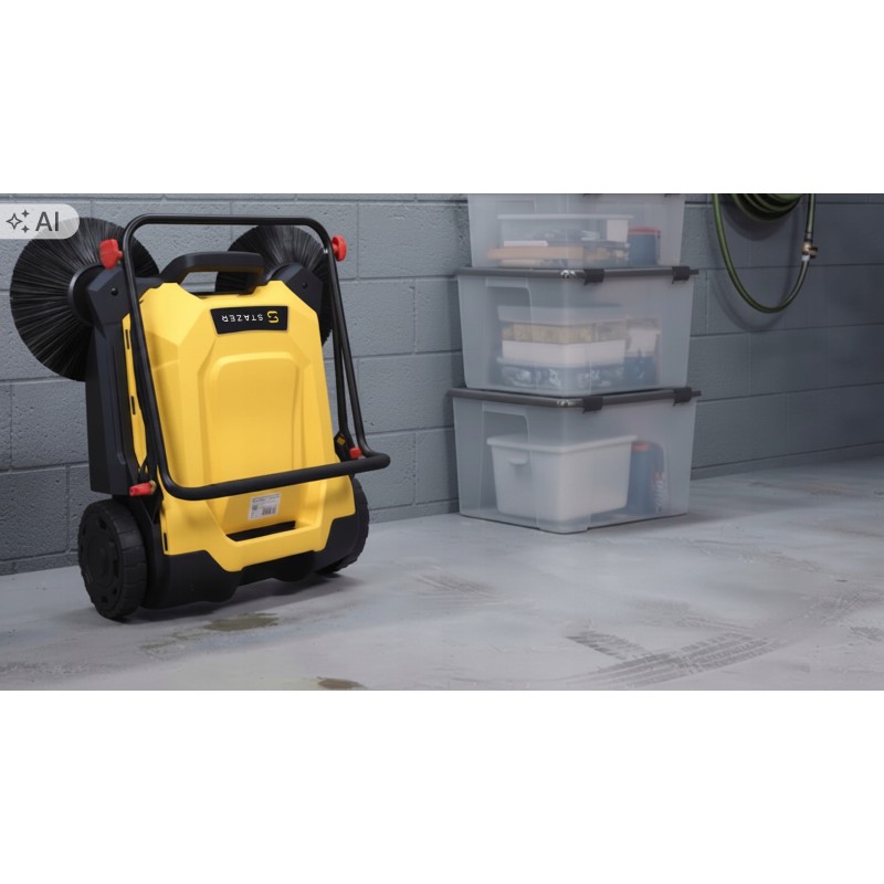 Zamiatarka ręczna STAZER do kostki brukowej, liści, podjazdu 68 cm, pojemnik 24 l