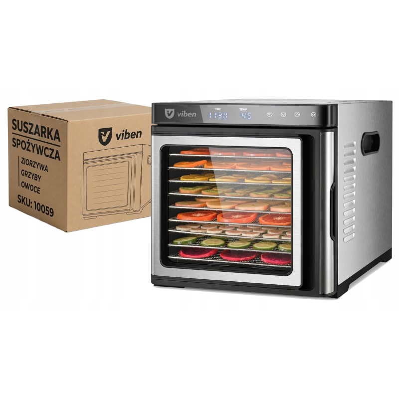 Suszarka do owoców, grzybów i ziół Viben DeHydroX Pro 1000 W, 9 tac