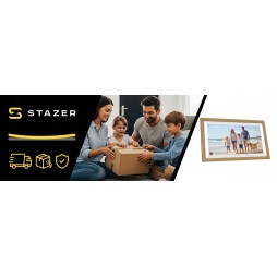 Cyfrowa ramka na zdjęcia STAZER WiFi 10,1 cala 16 GB IPS – jasne drewno