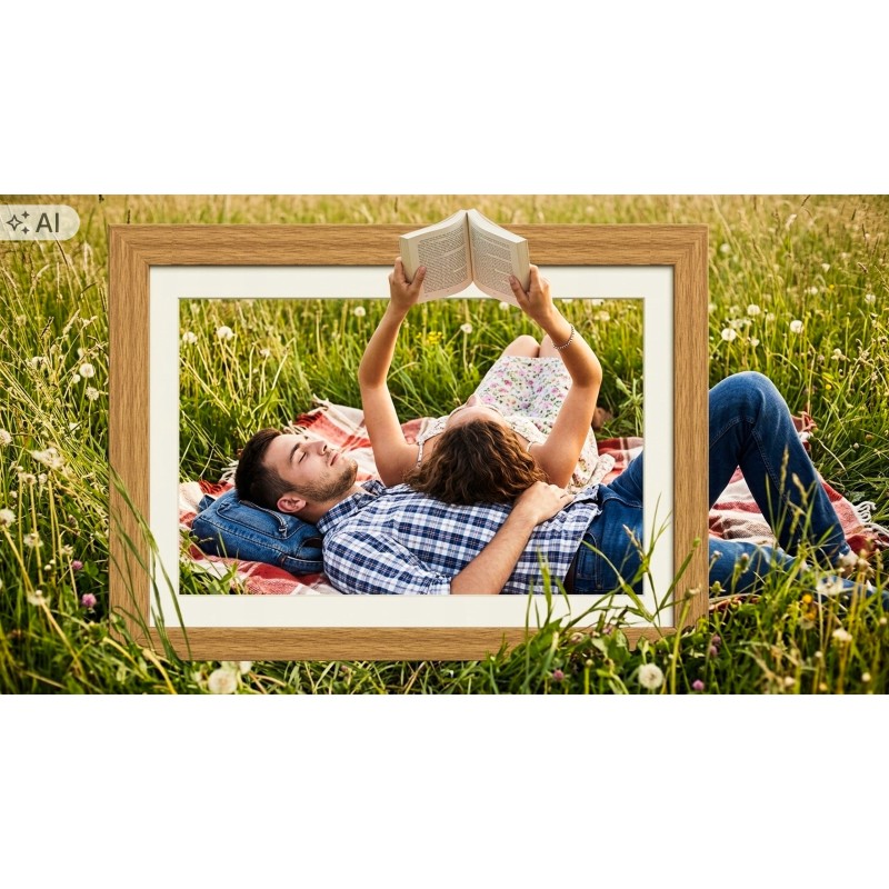 Cyfrowa ramka na zdjęcia STAZER WiFi 10,1 cala 16 GB IPS – jasne drewno