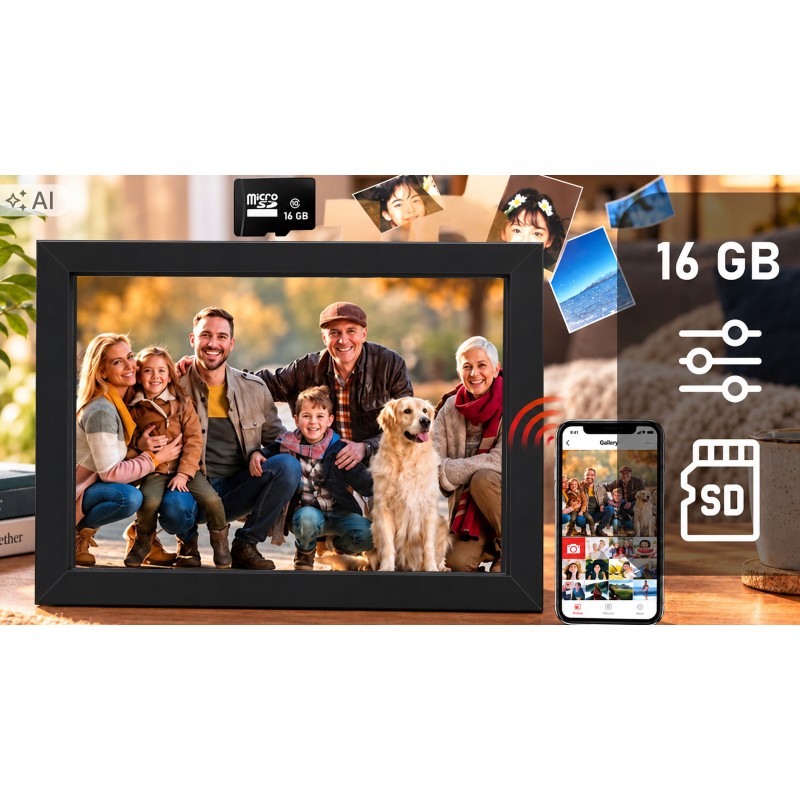 Cyfrowa ramka na zdjęcia STAZER ekran dotykowy IPS 10,1 cala Wi-Fi 16 GB