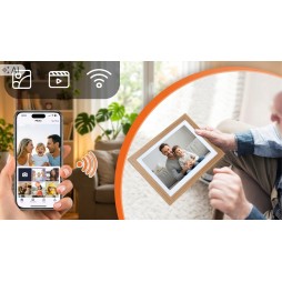 Cyfrowa ramka na zdjęcia STAZER WiFi 10,1 cala 16 GB IPS – jasne drewno