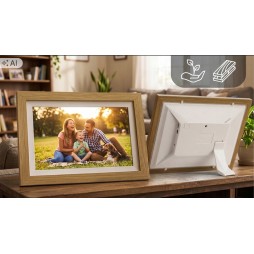 Cyfrowa ramka na zdjęcia STAZER WiFi 10,1 cala 16 GB IPS – jasne drewno