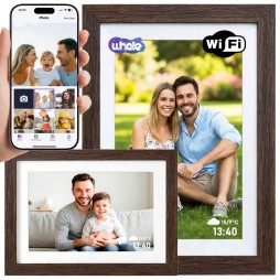 Cyfrowa ramka na zdjęcia STAZER WiFi 10,1 cala 16 GB IPS – ciemne drewno