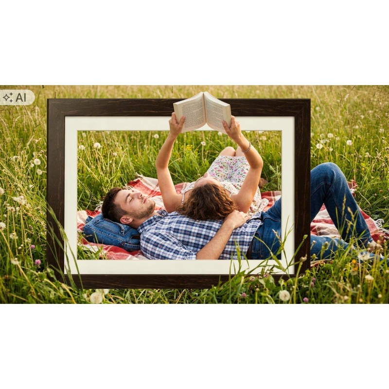 Cyfrowa ramka na zdjęcia STAZER WiFi 10,1 cala 16 GB IPS – ciemne drewno