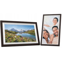 Cyfrowa ramka na zdjęcia STAZER WiFi 10,1 cala 16 GB IPS – ciemne drewno