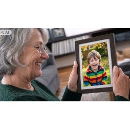 Cyfrowa ramka na zdjęcia STAZER WiFi 10,1 cala 16 GB IPS – ciemne drewno
