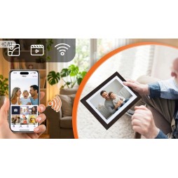 Cyfrowa ramka na zdjęcia STAZER WiFi 10,1 cala 16 GB IPS – ciemne drewno