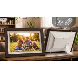 Cyfrowa ramka na zdjęcia STAZER WiFi 10,1 cala 16 GB IPS – ciemne drewno
