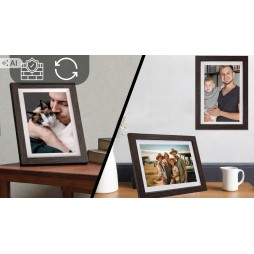 Cyfrowa ramka na zdjęcia STAZER WiFi 10,1 cala 16 GB IPS – ciemne drewno