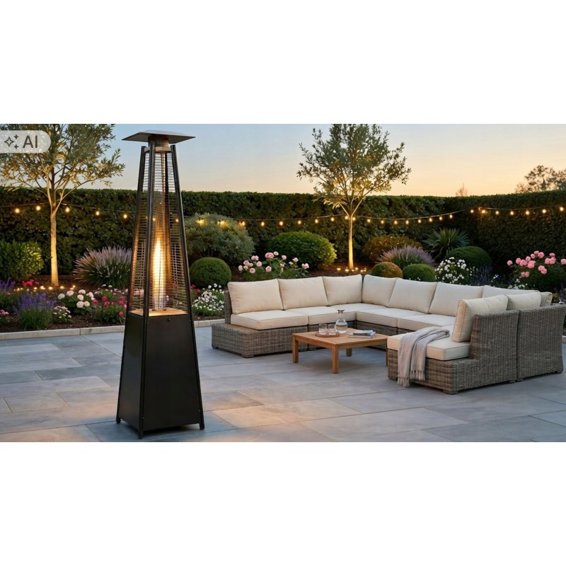 Parasol grzewczy gazowy 13 kW - ogrzewacz tarasowy piramida Cheopsa