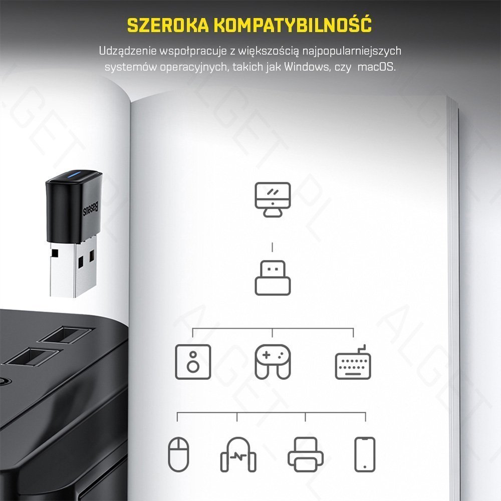 BASEUS Mini Adapter Bluetooth do komputera BT 5.1