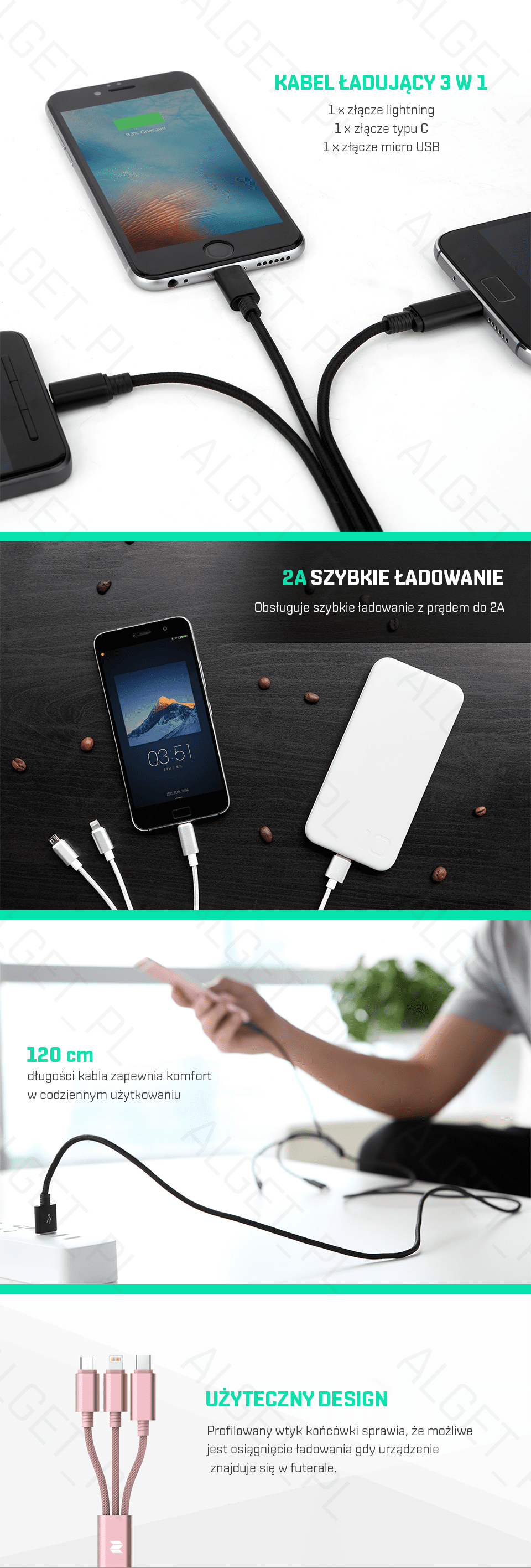 Ce câble USB, Lightning, USB-C et Micro-USB est à 7,95